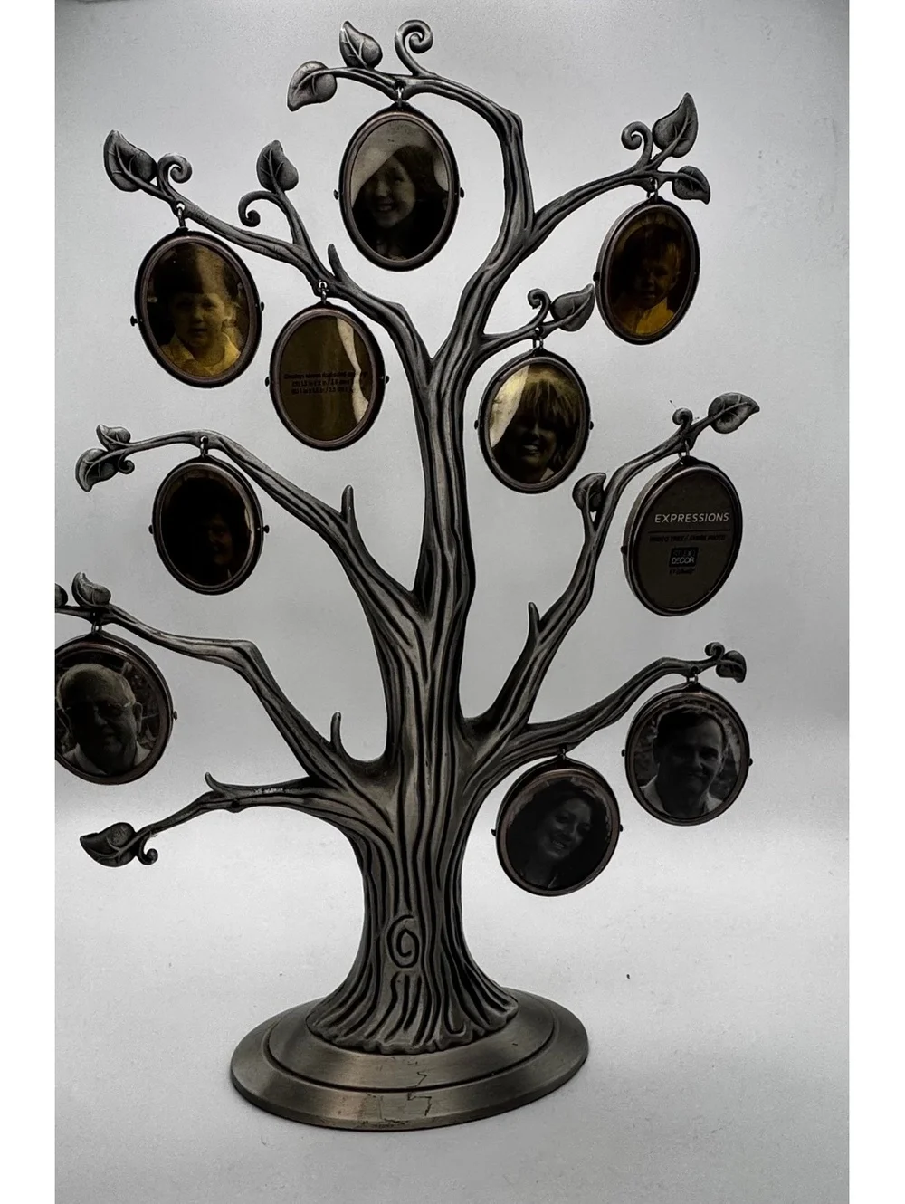 Vintage Tree Photo Frame Holder 10 Oval Frames Family Memory Display